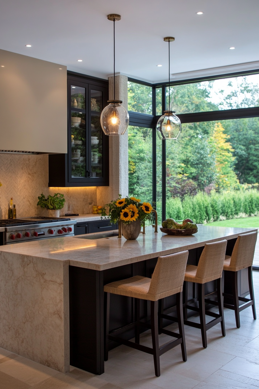 Spacious large kitchen island