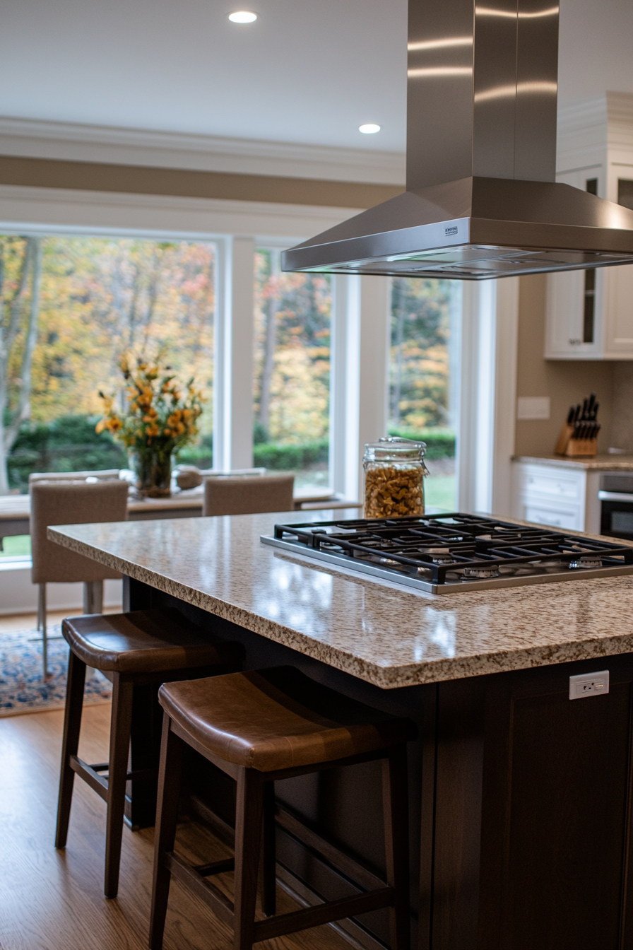 Kitchen island with stove and <a href=