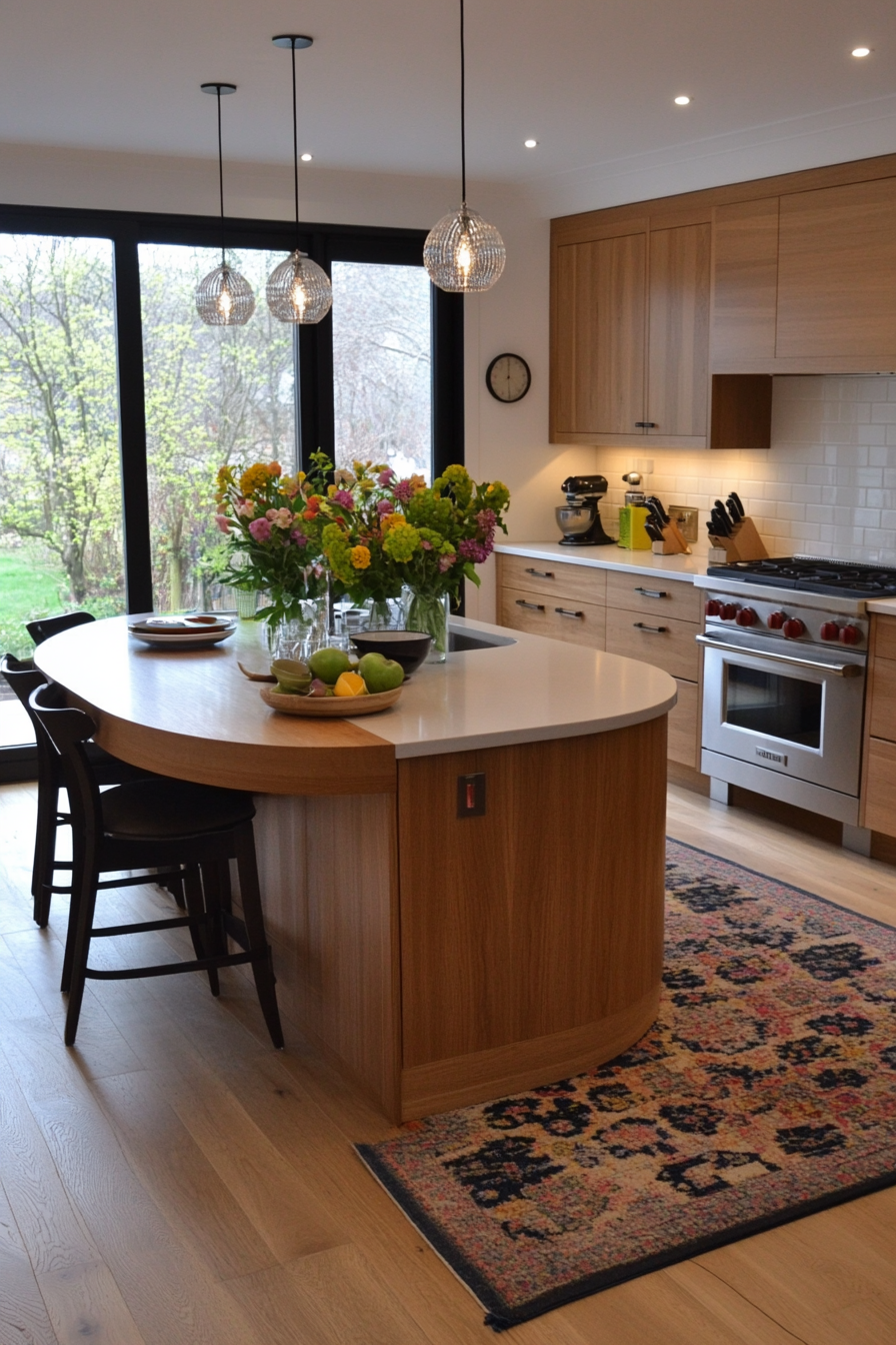 Two-tier kitchen island with separate levels