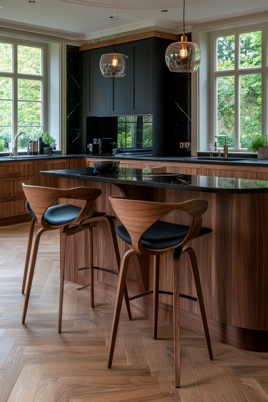 Two-tier kitchen island with contrasting colors