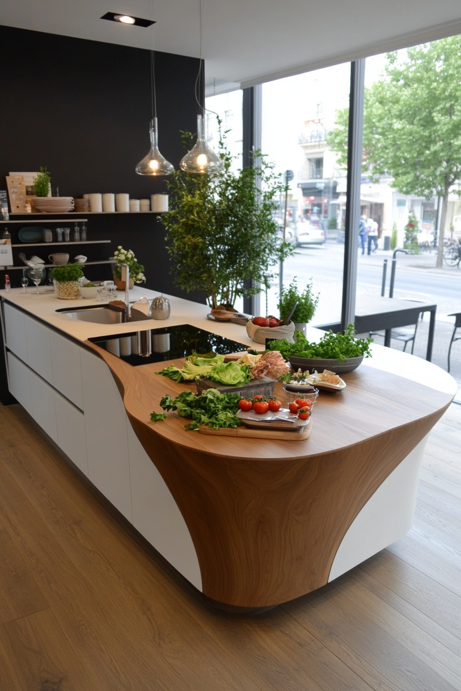 Uniquely shaped kitchen island