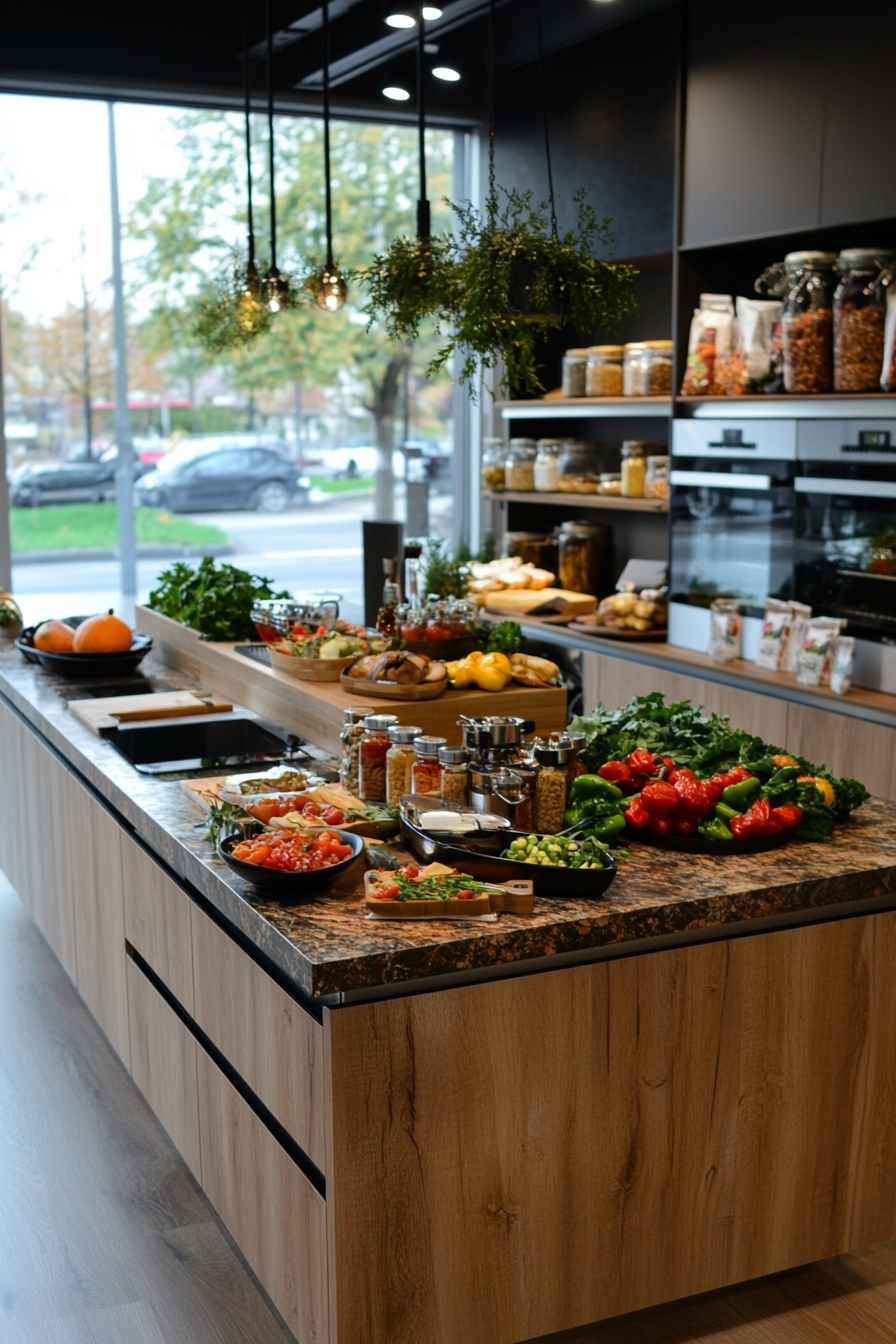 Multifunctional kitchen island with different zones