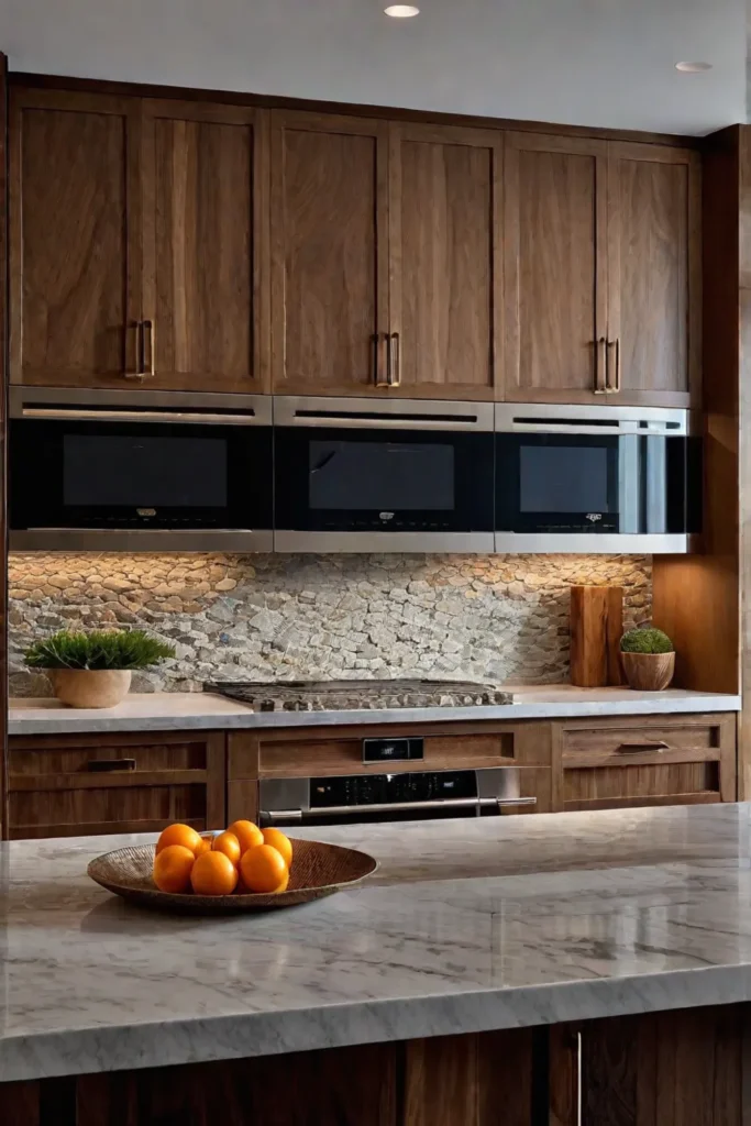 Natural stone backsplash in a luxurious kitchen