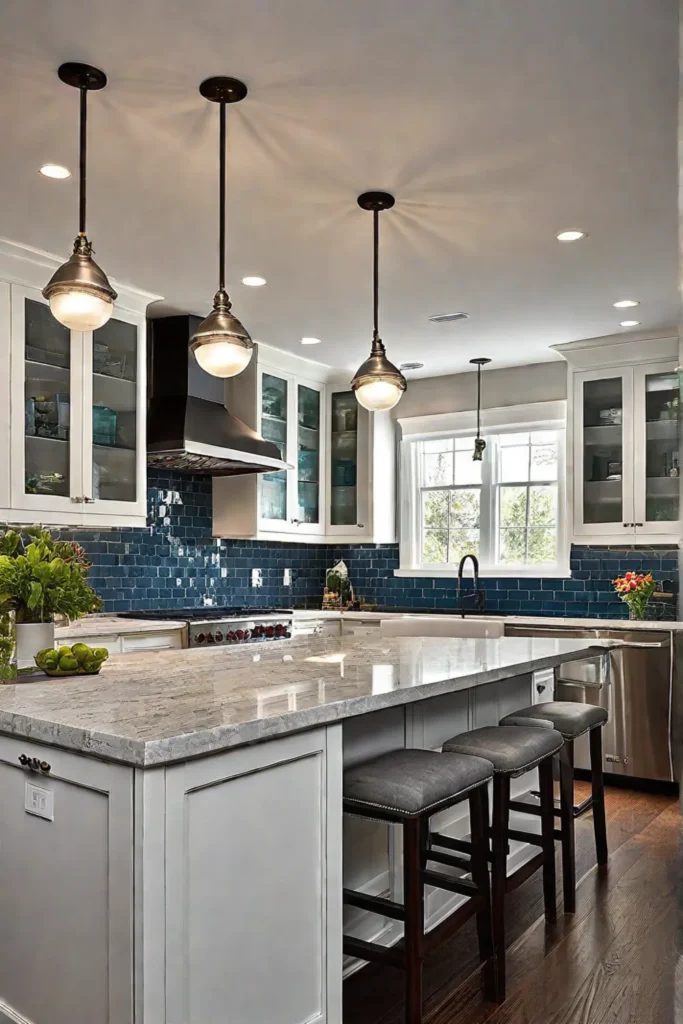 Layered lighting in a kitchen