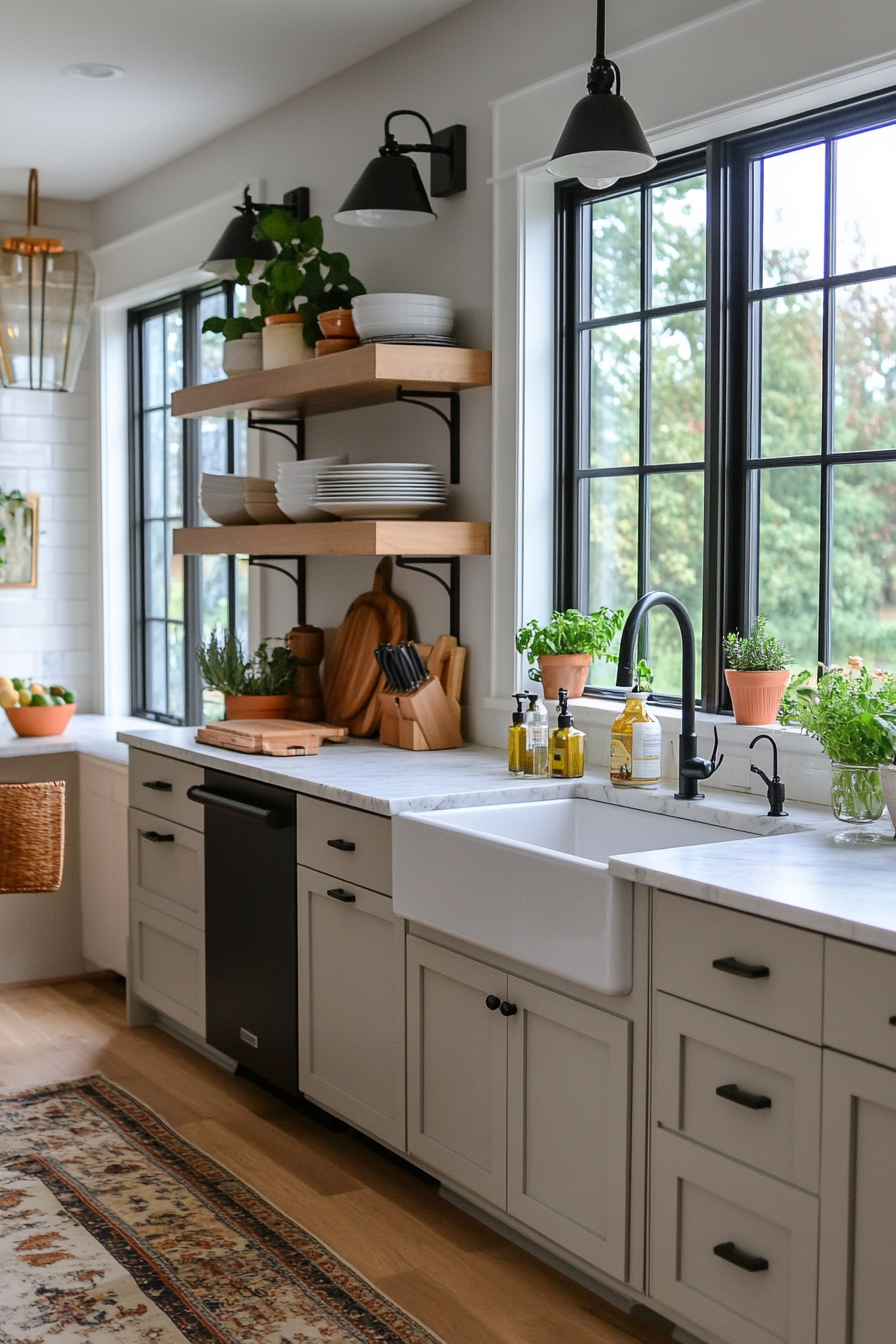 Shaker style cabinets in soft gray