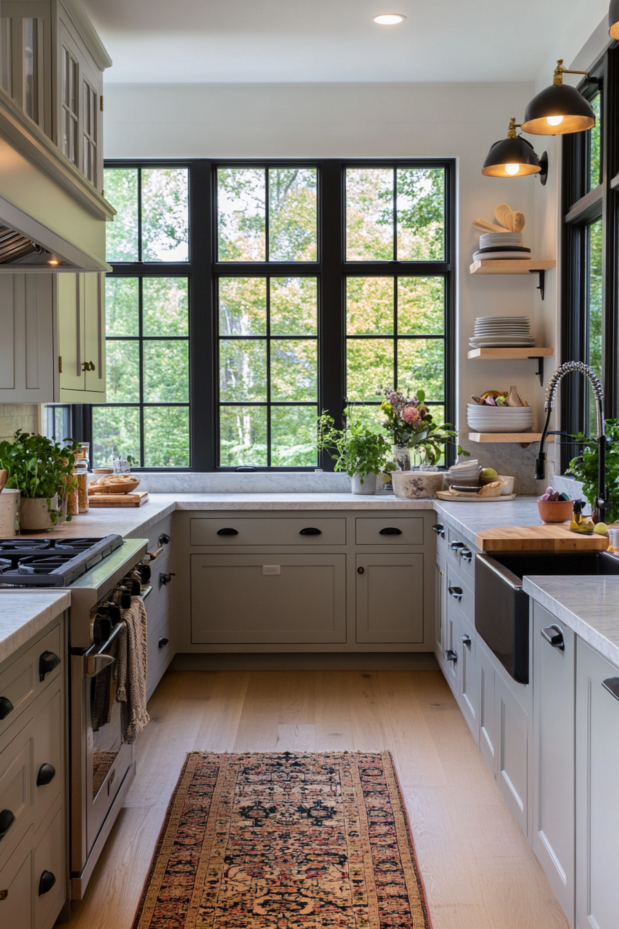 Shaker style cabinets in soft gray