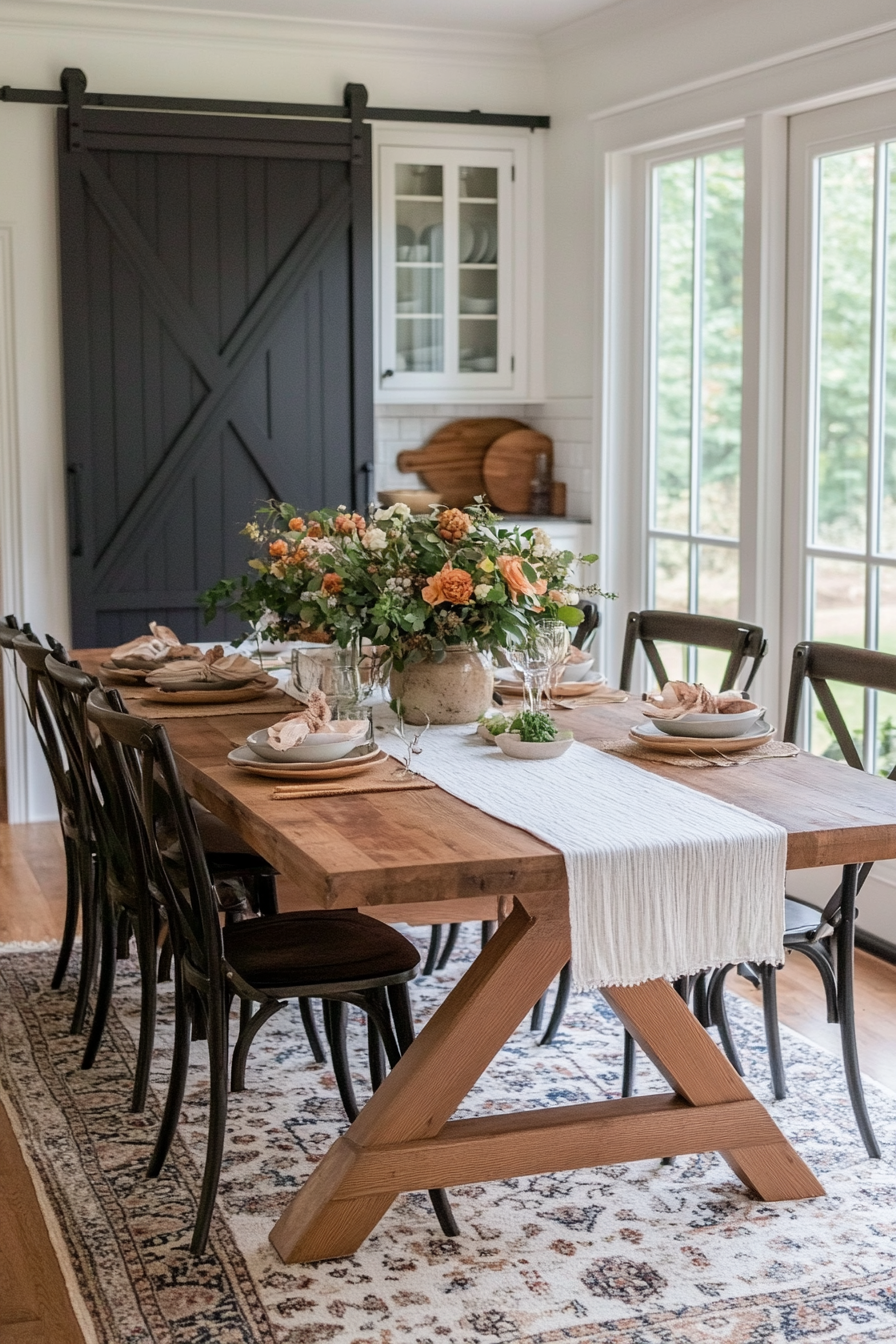 Large wooden farm table