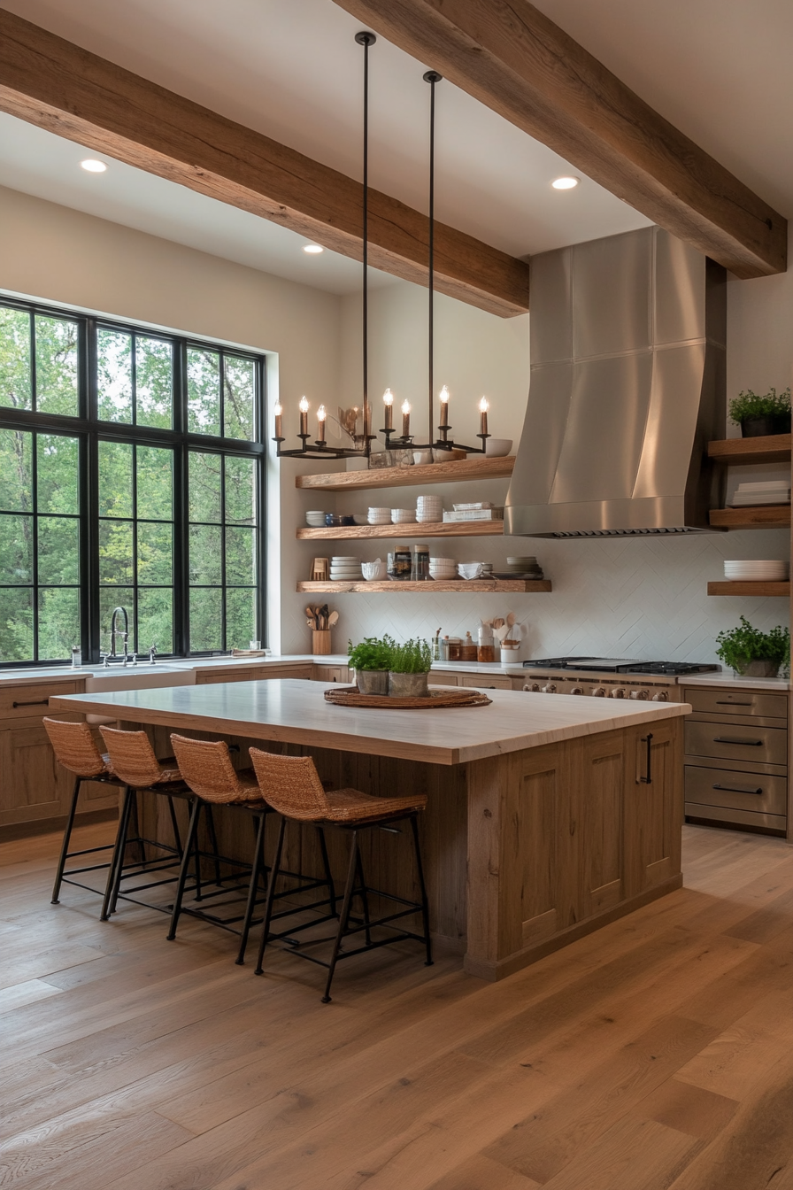 Large wooden kitchen island