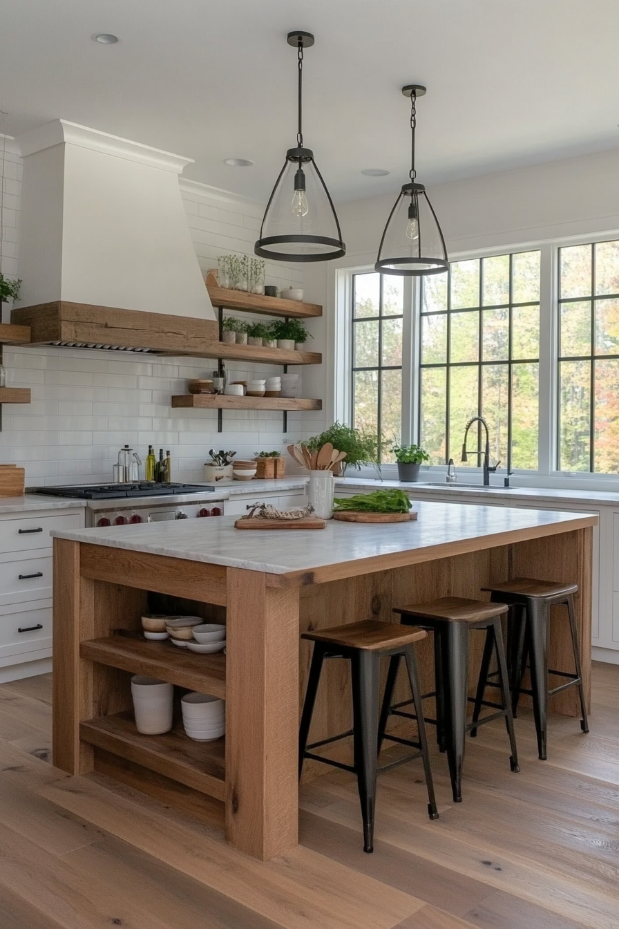 Large wooden kitchen island