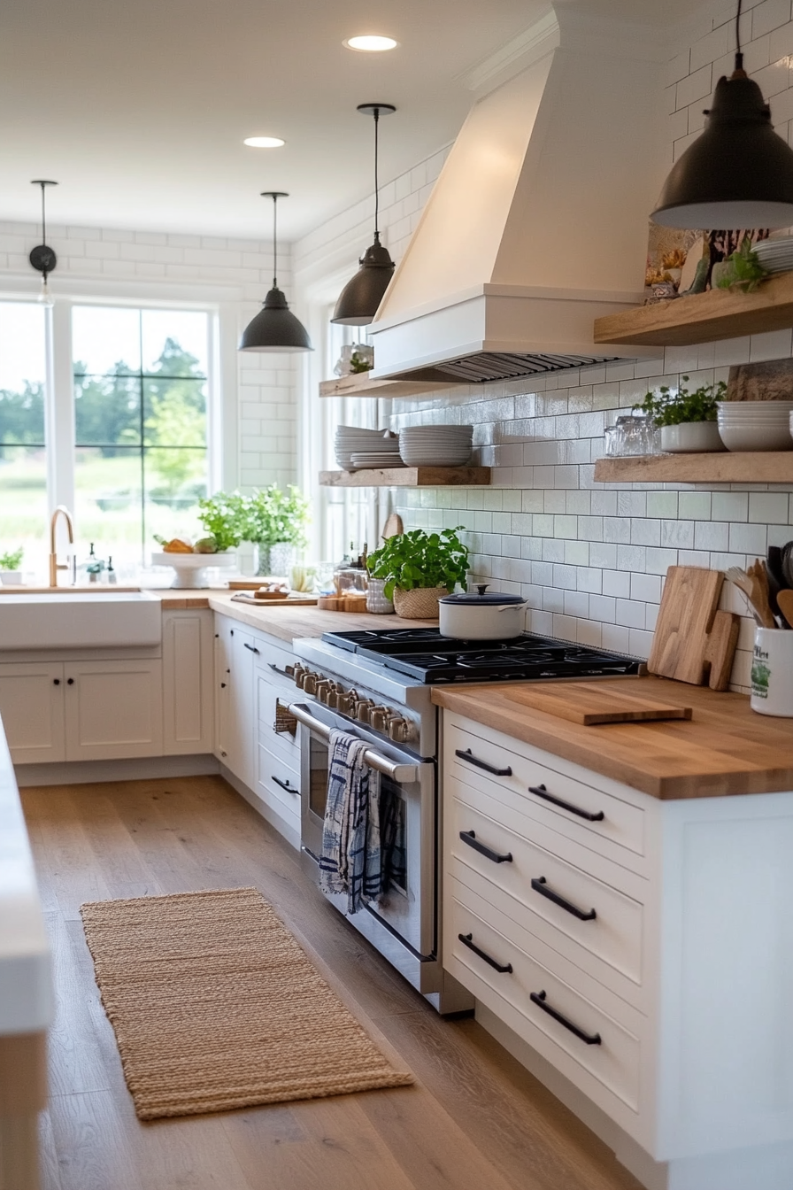 Neutral color palette in a farmhouse kitchen