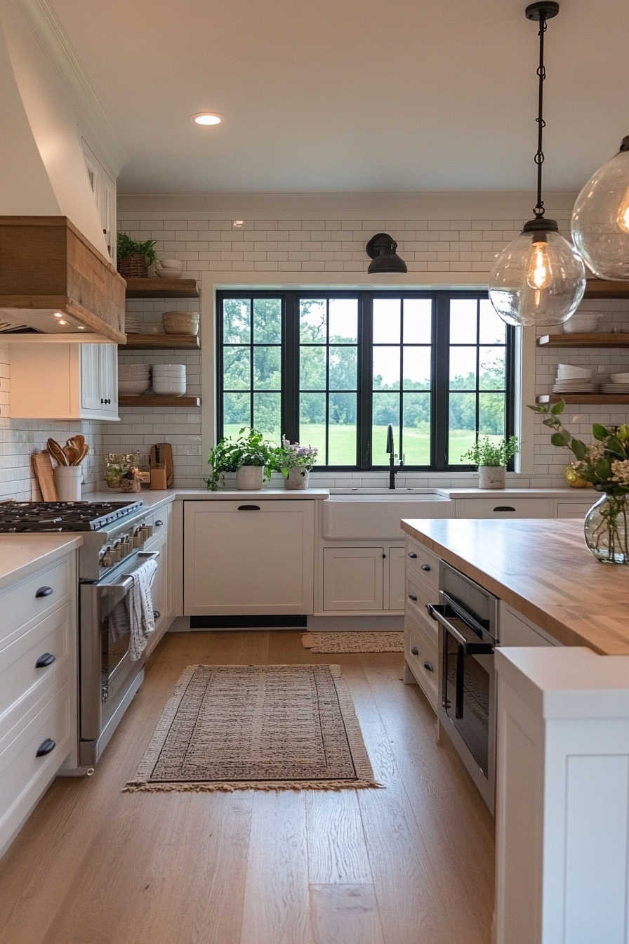 Neutral color palette in a farmhouse kitchen