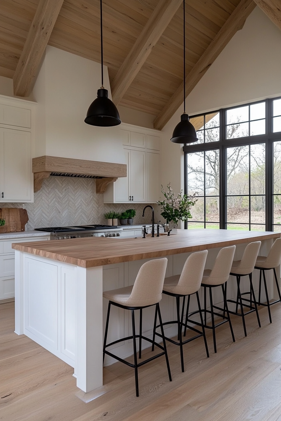 Natural materials in a farmhouse kitchen