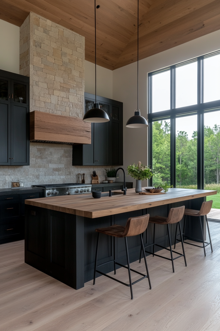 Natural materials in a farmhouse kitchen