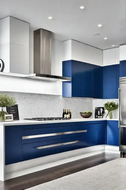 Modern kitchen with contrasting cabinet colors