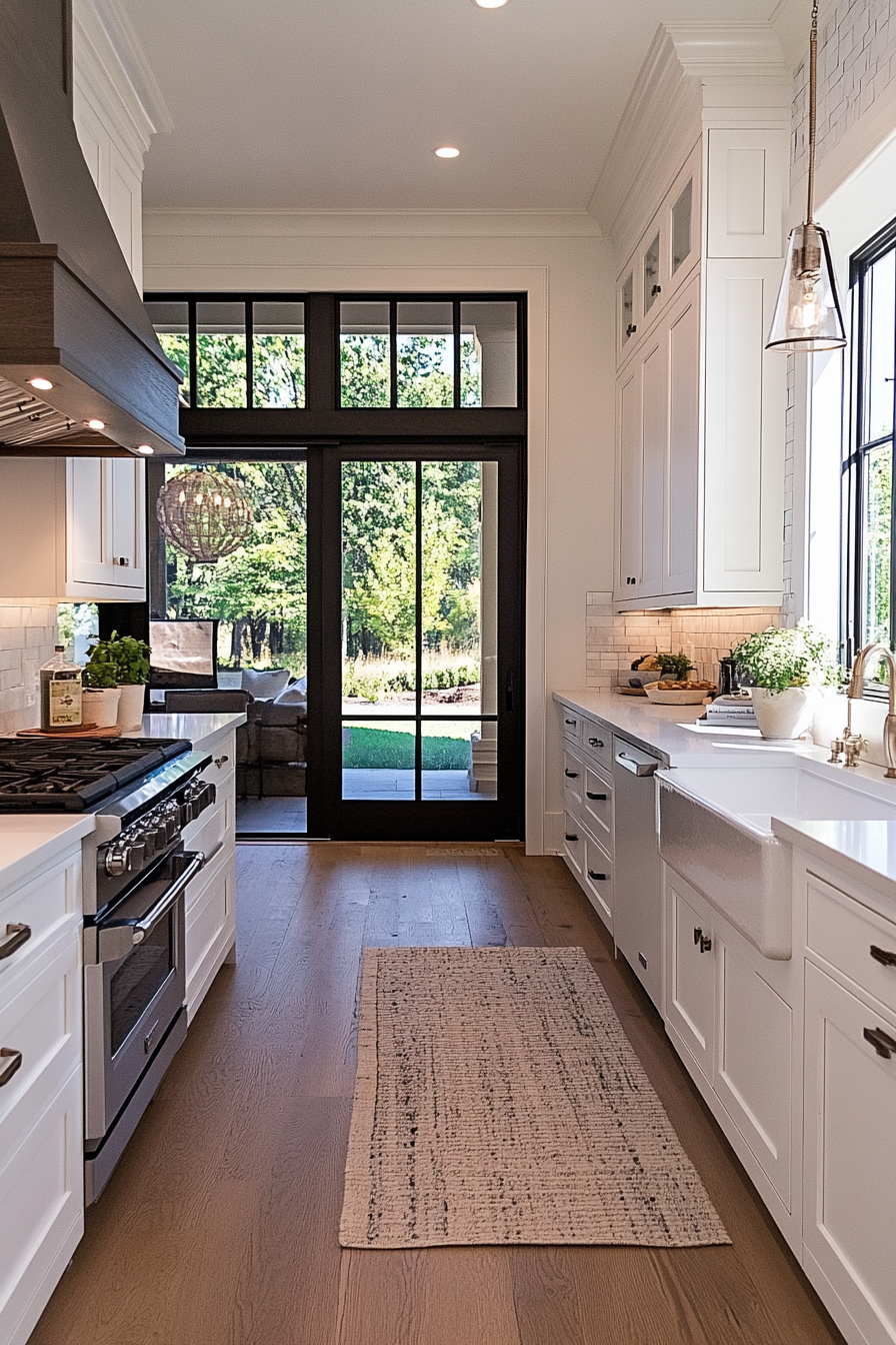 White transitional cabinets with clean lines and simple profiles