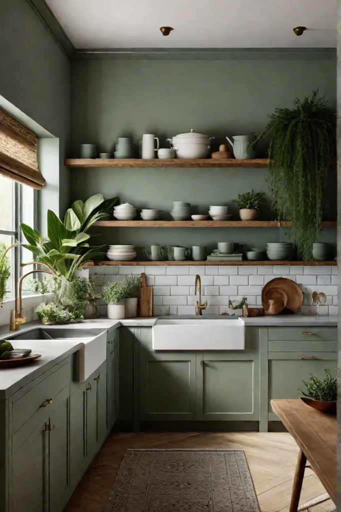 Calming kitchen design with earth tones and natural light