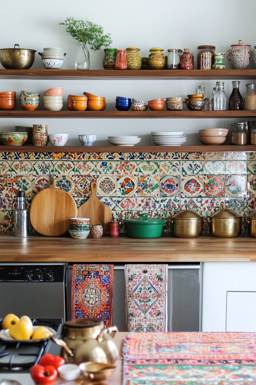 Vibrant tiles and textiles in the Persian kitchen