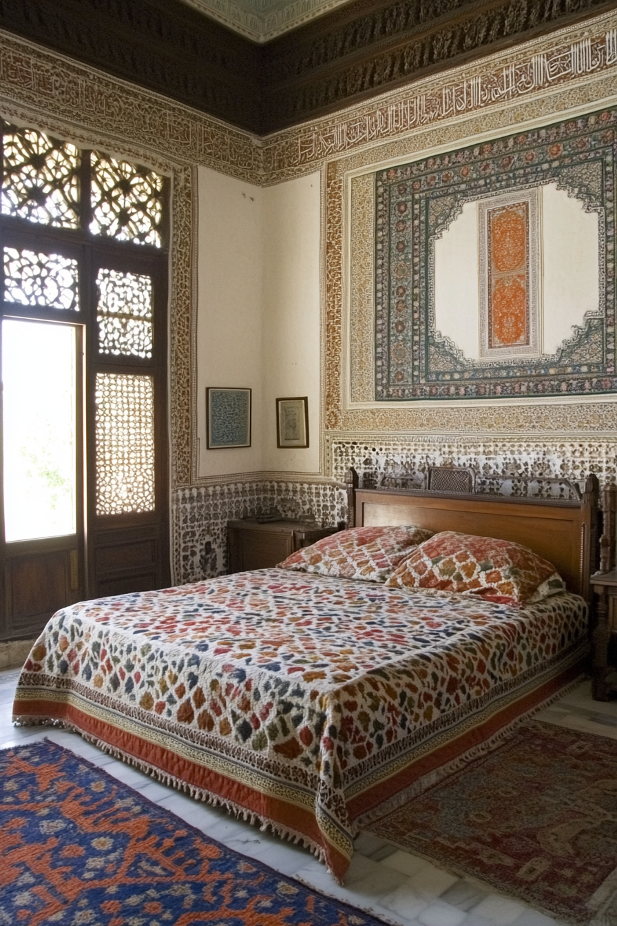 Opulent textiles and patterns in the Persian bedroom