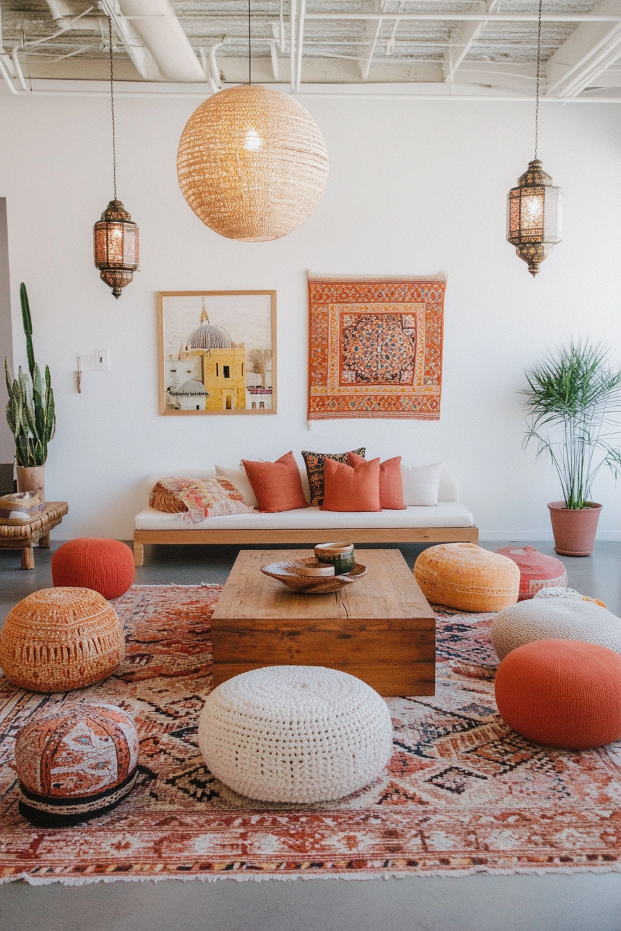 Moroccan poufs for versatile seating