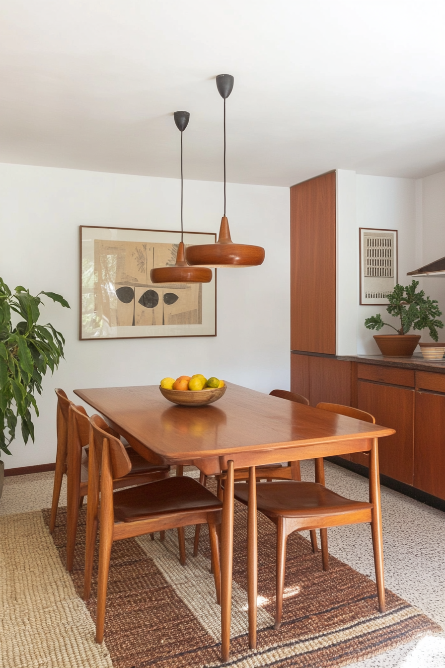 Teak furniture in a mid-century modern design