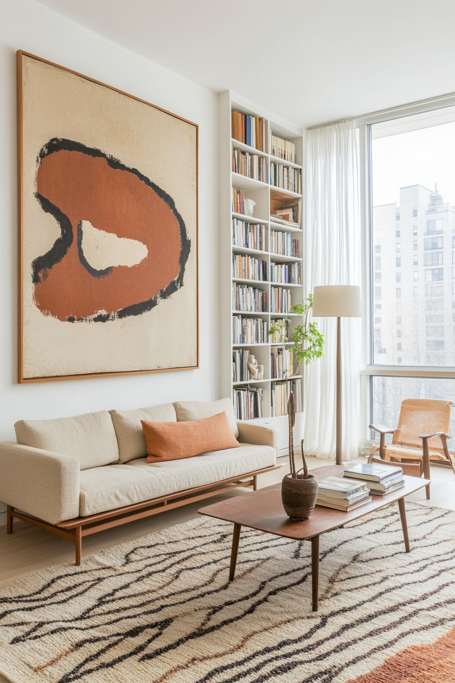 Abstract art in mid-century modern decor