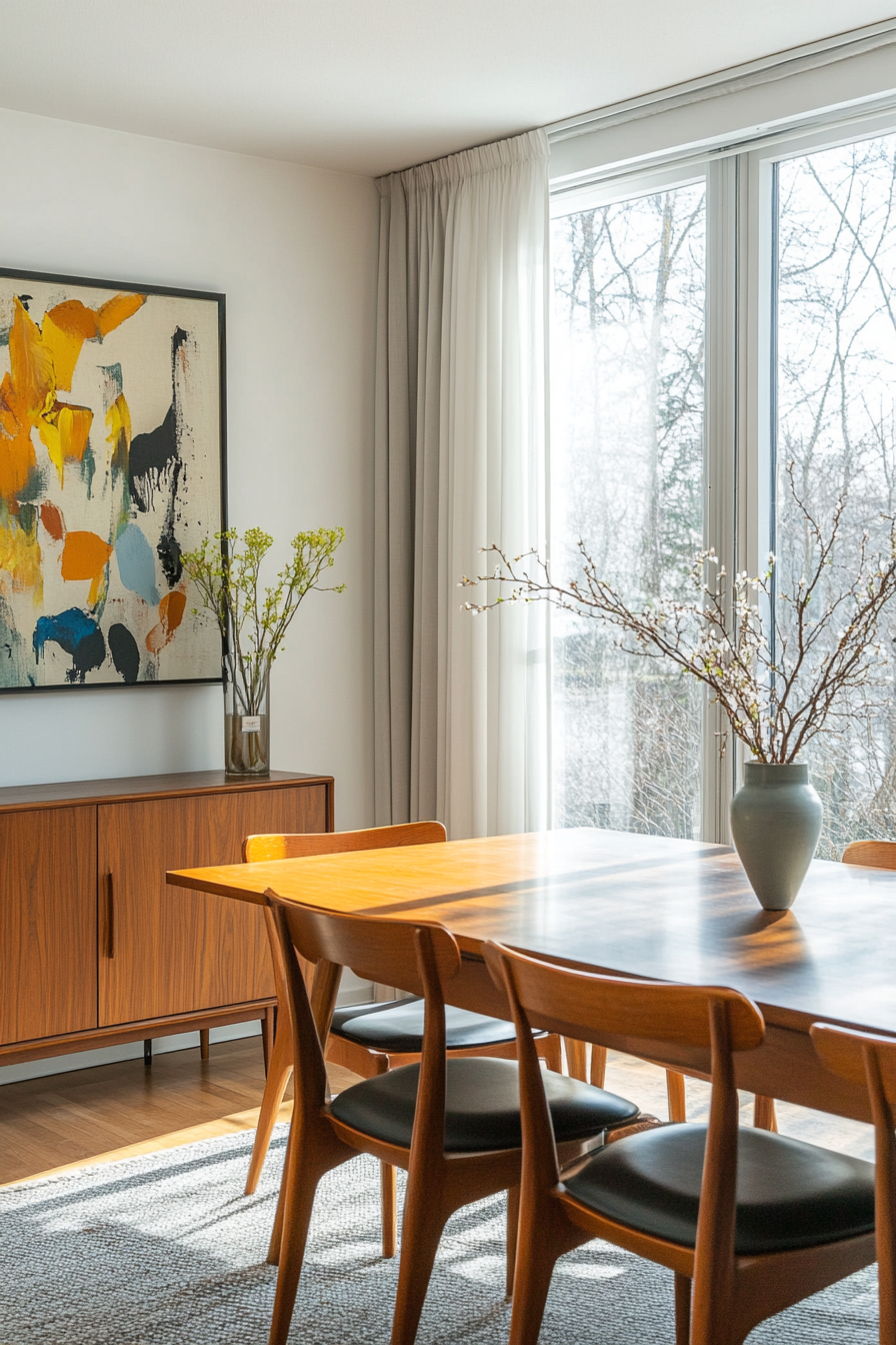 Abstract art in mid-century modern decor