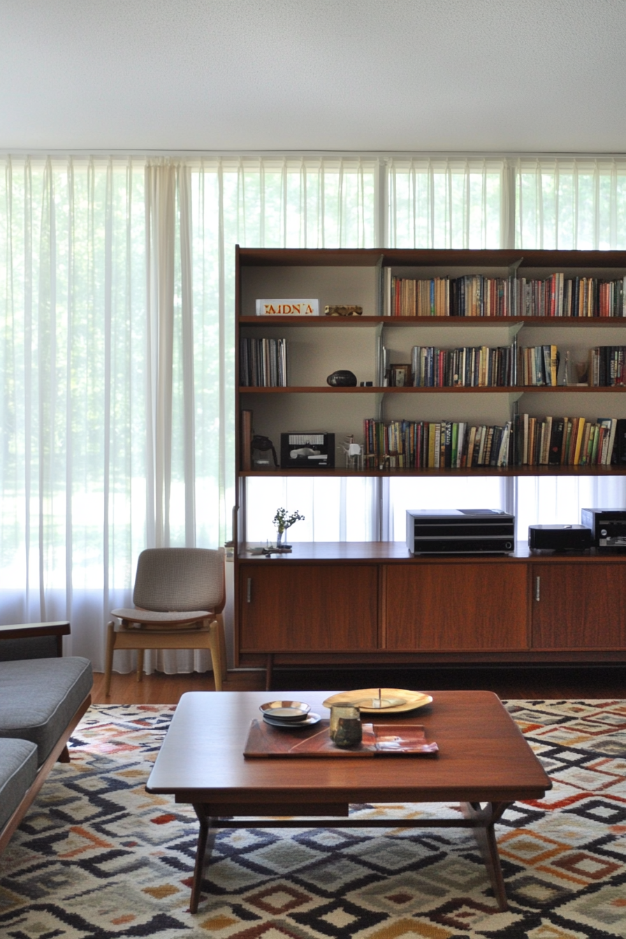 Modular shelf in mid-century modern decor