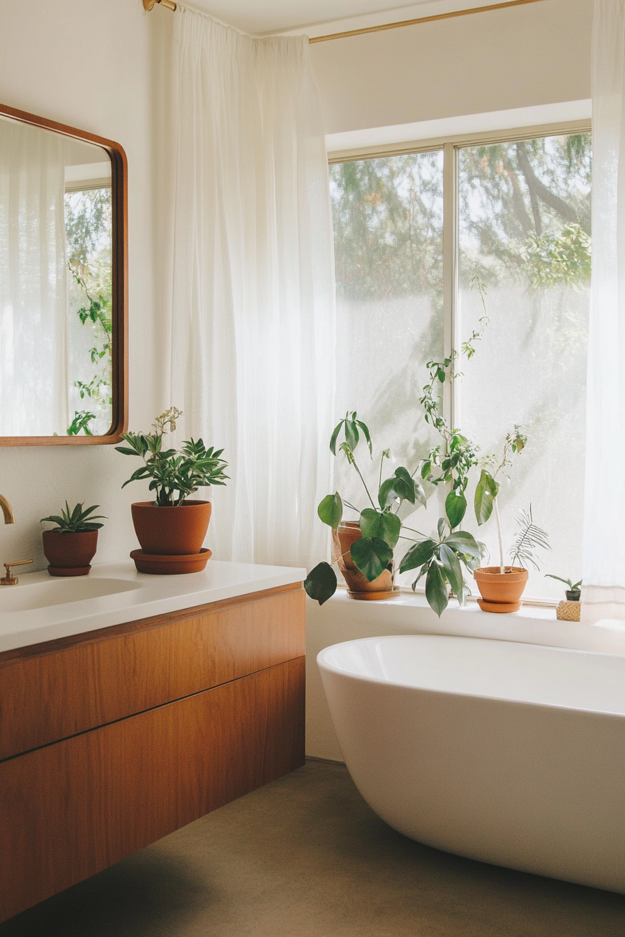 Ceramic planters in mid-century modern decor