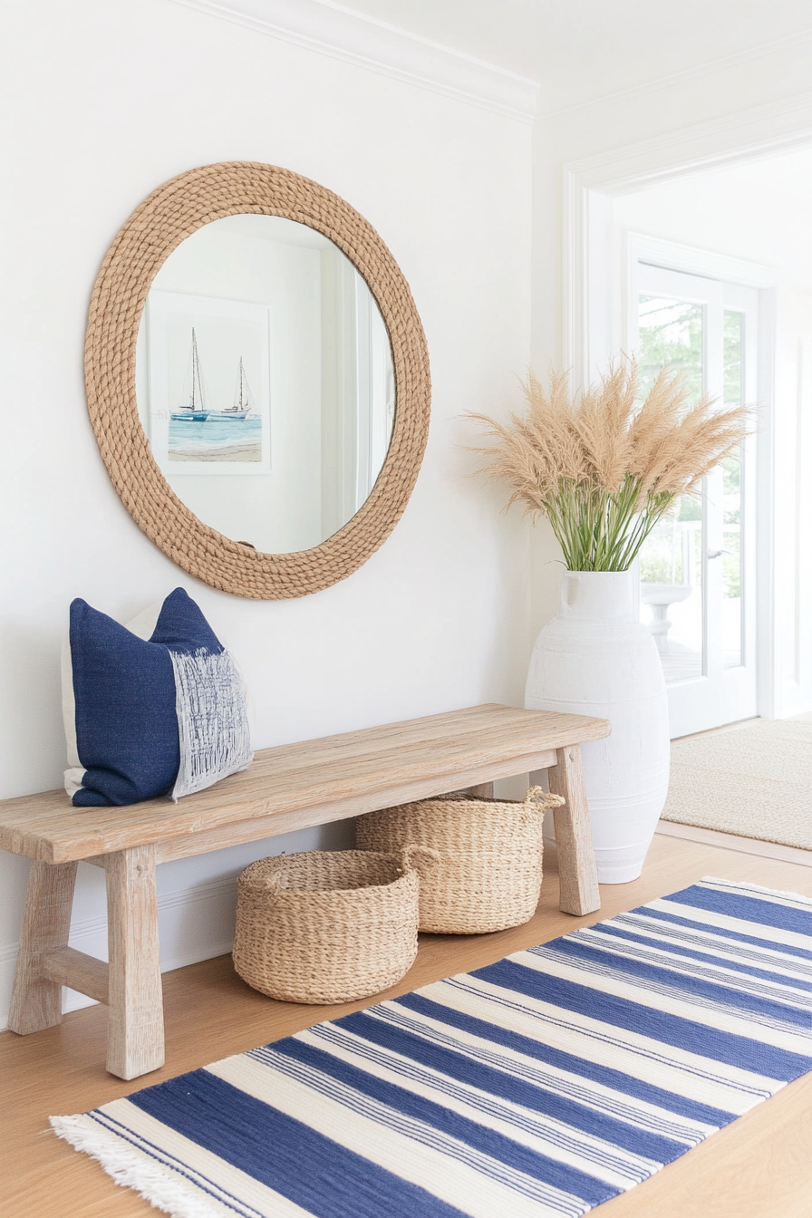 Nautical striped runner in the coastal entrance