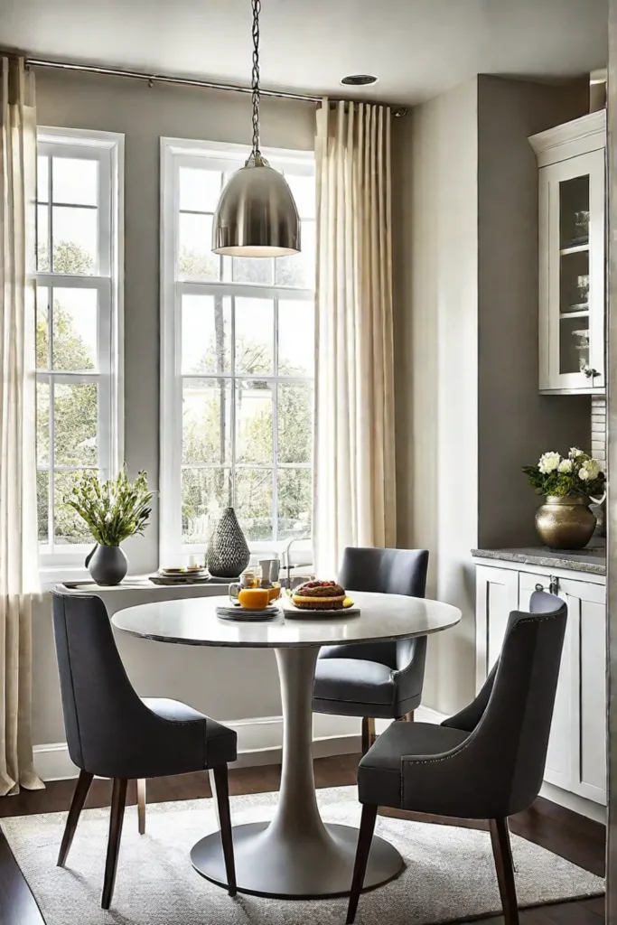 Cozy and inviting lighting in a small kitchen-dining area