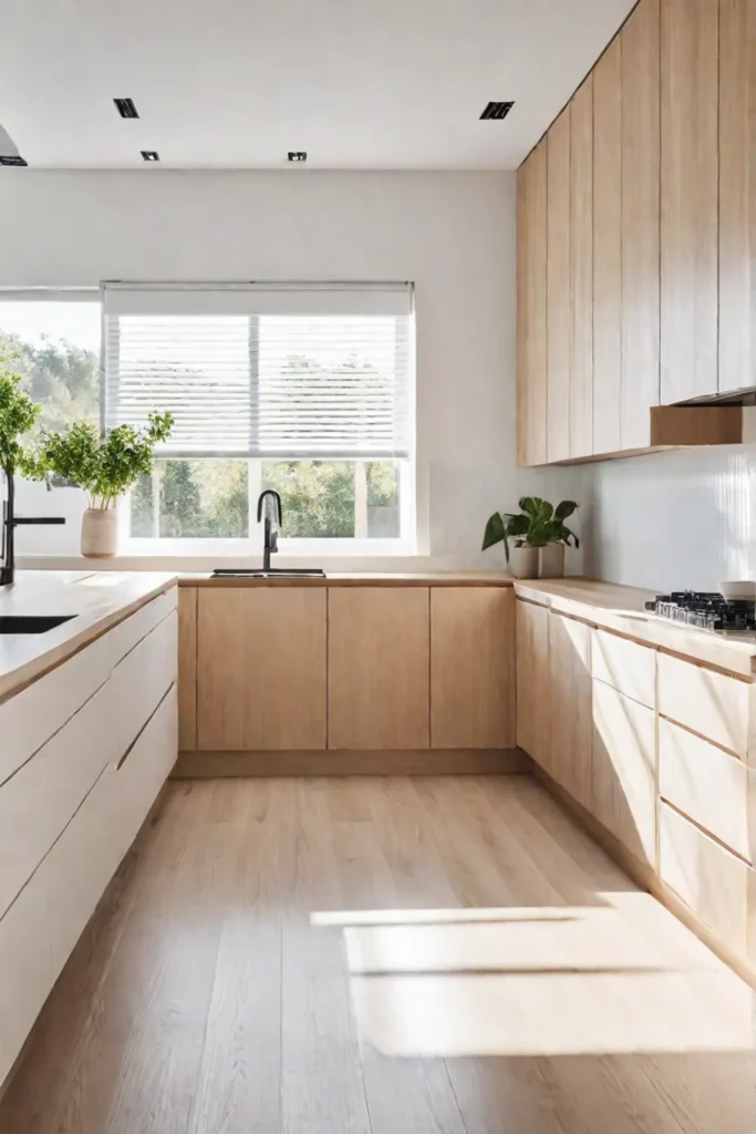 Minimalist small kitchen with lots of natural light