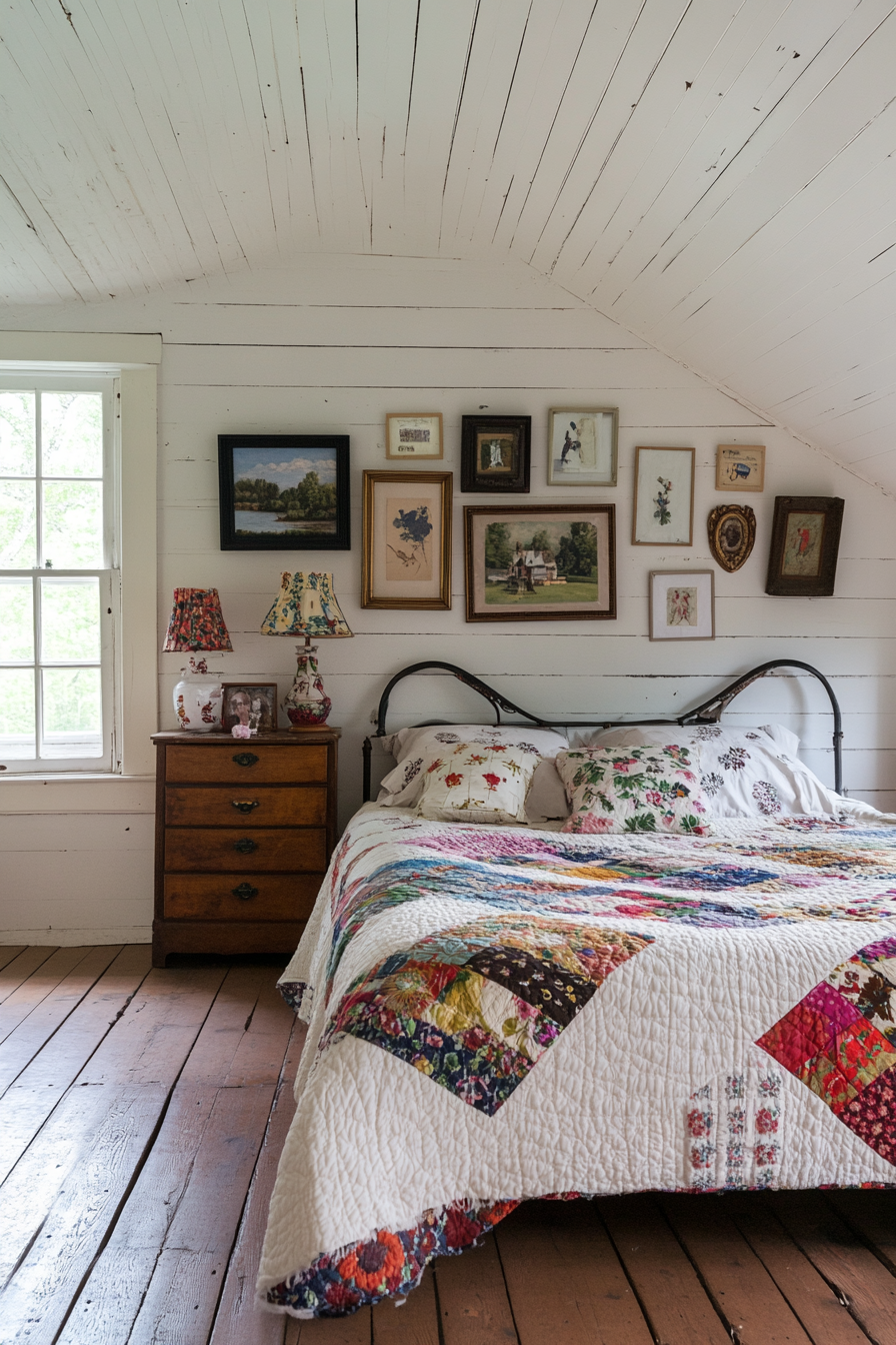 Vintage accents in the country house bedroom