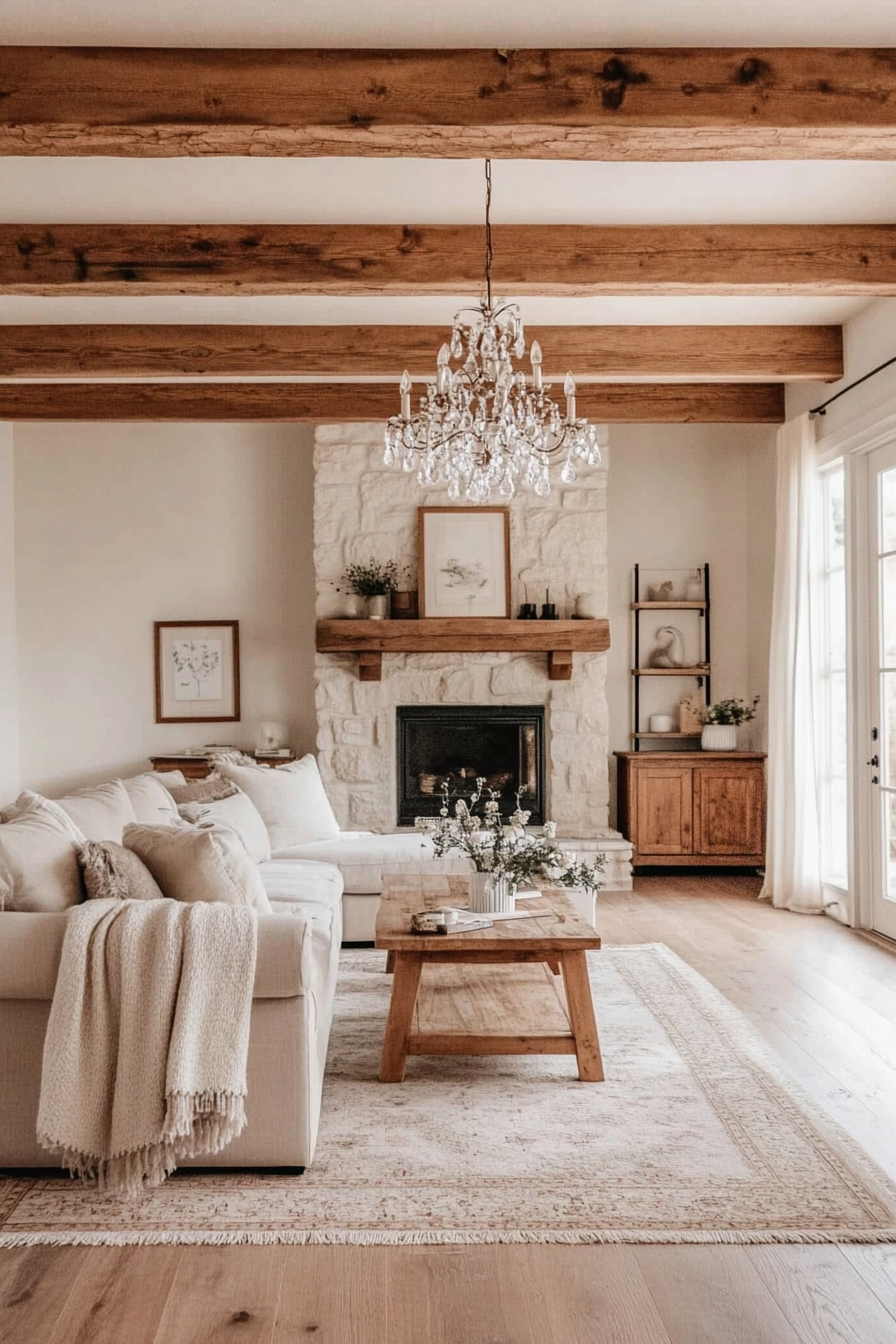 Vintage lighting in rustic kitchen