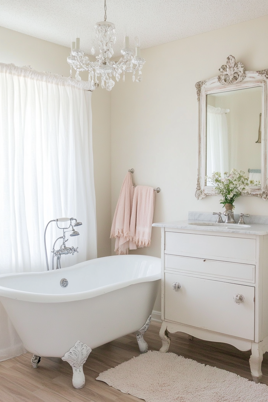 Vintage bathroom with clawfoot bathtub