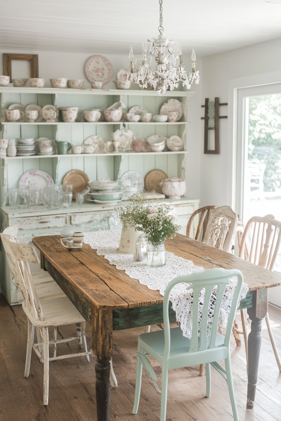 Charming cottage living room with vintage furniture