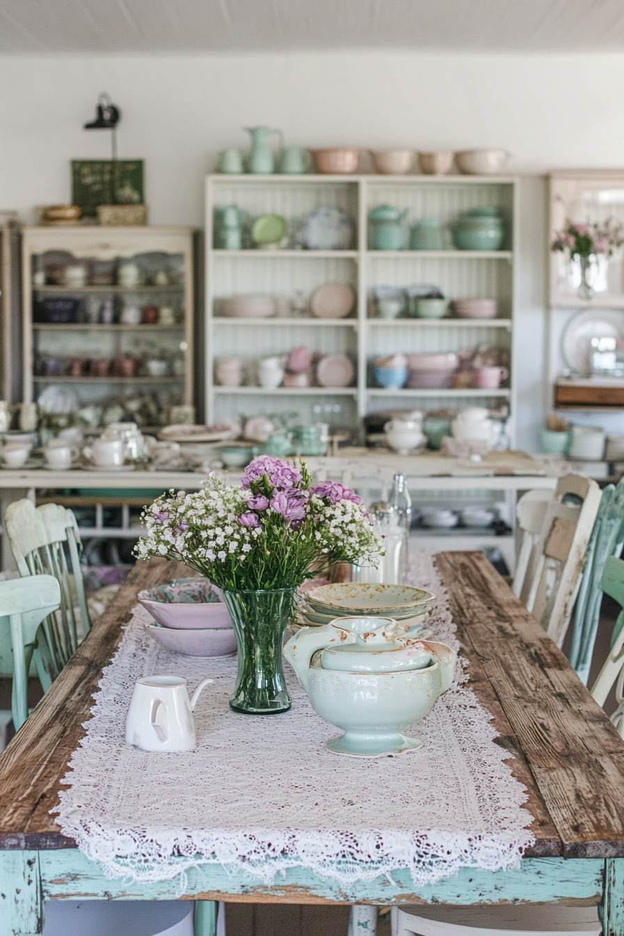 Charming cottage living room with vintage furniture