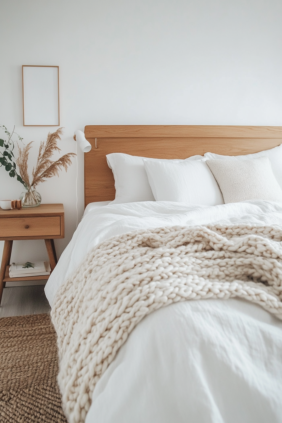 Bedroom with cozy textiles