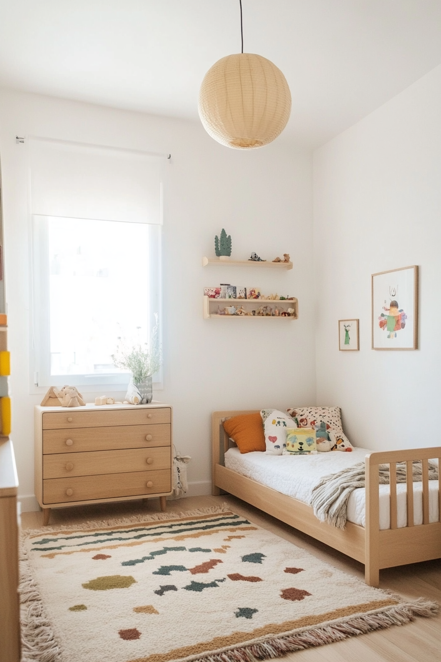 Playful and minimalist children's room