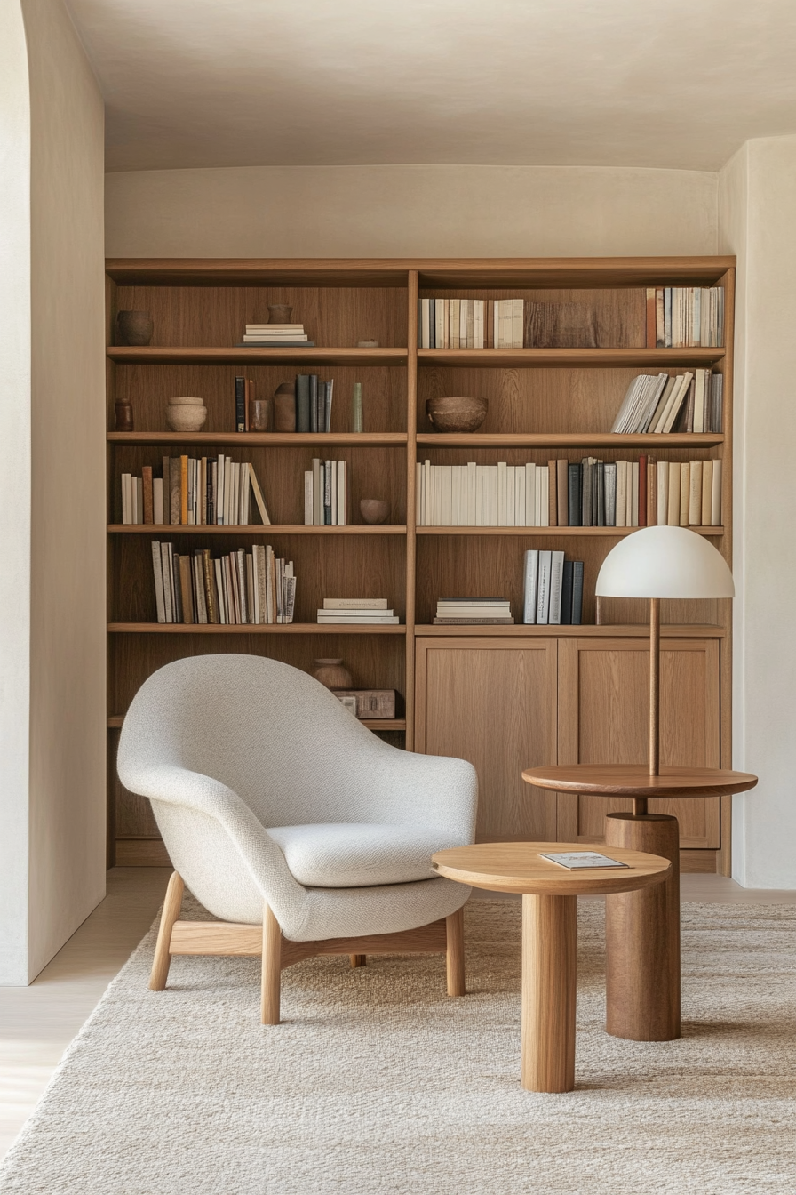 Cozy reading corner in the library at home