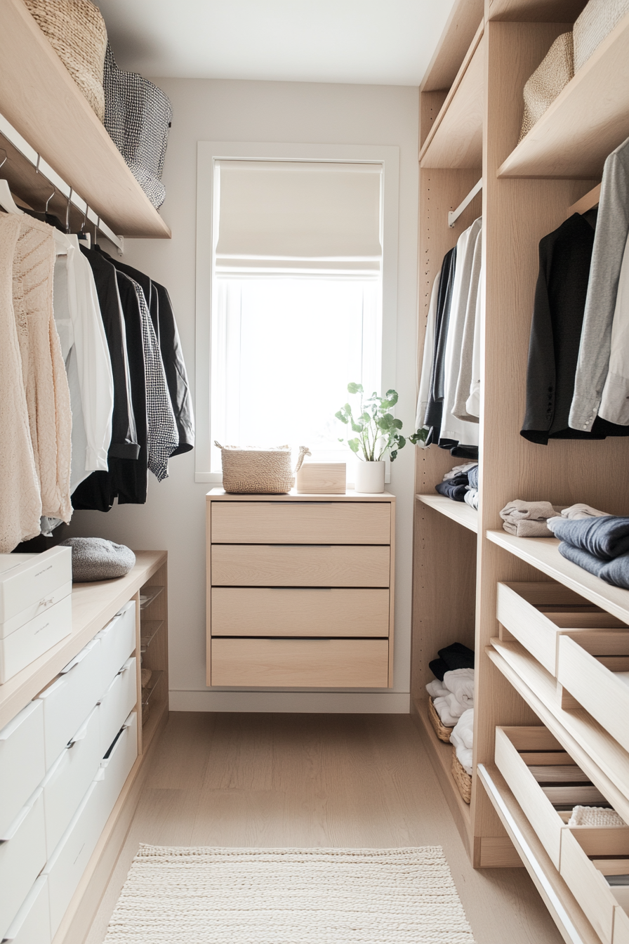 Organized and minimalist walk-in closet