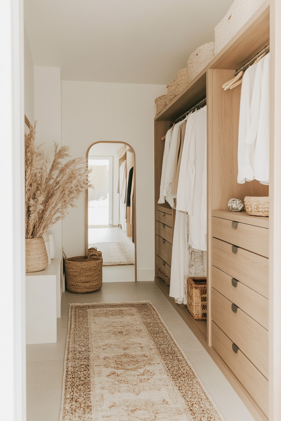 Organized and minimalist walk-in closet