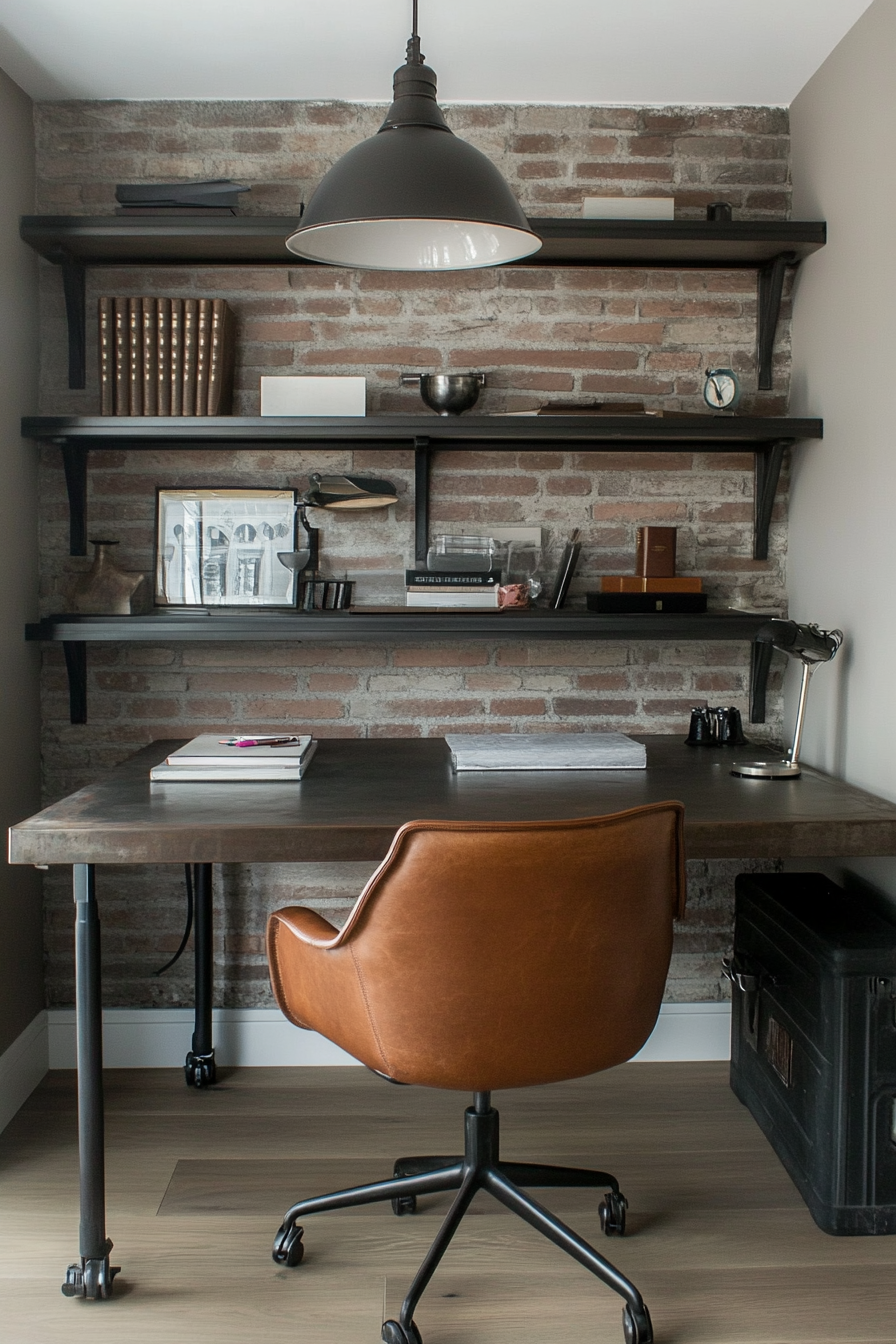 Home office with leather office chairs and accessories