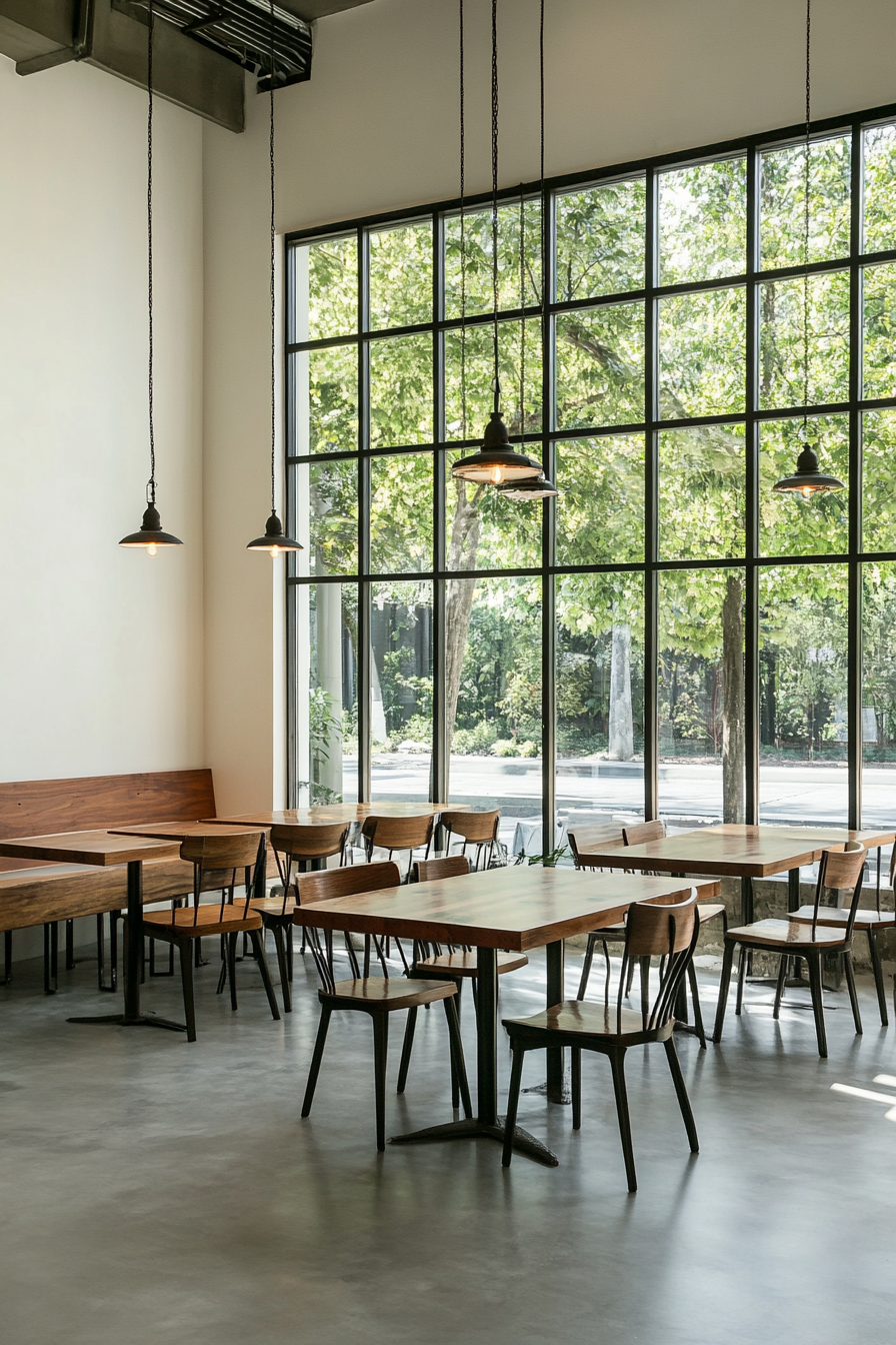 Dining area with large open space and minimalist decor