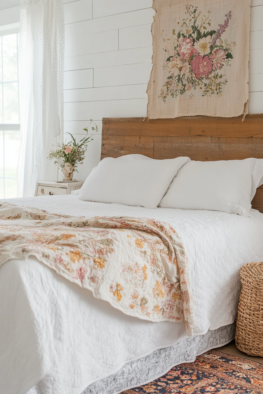 Quilts and throw blankets add cozy charm