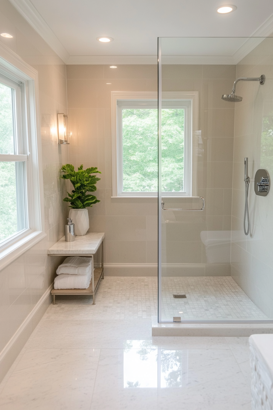 Luxurious modern bathroom with soft lighting