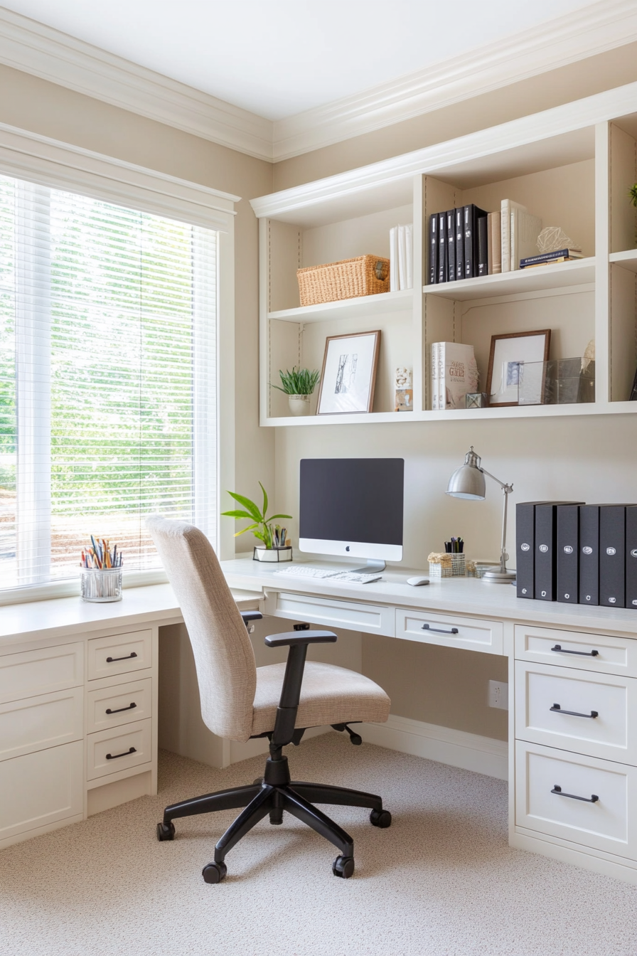 Functional home office with clean furnishings