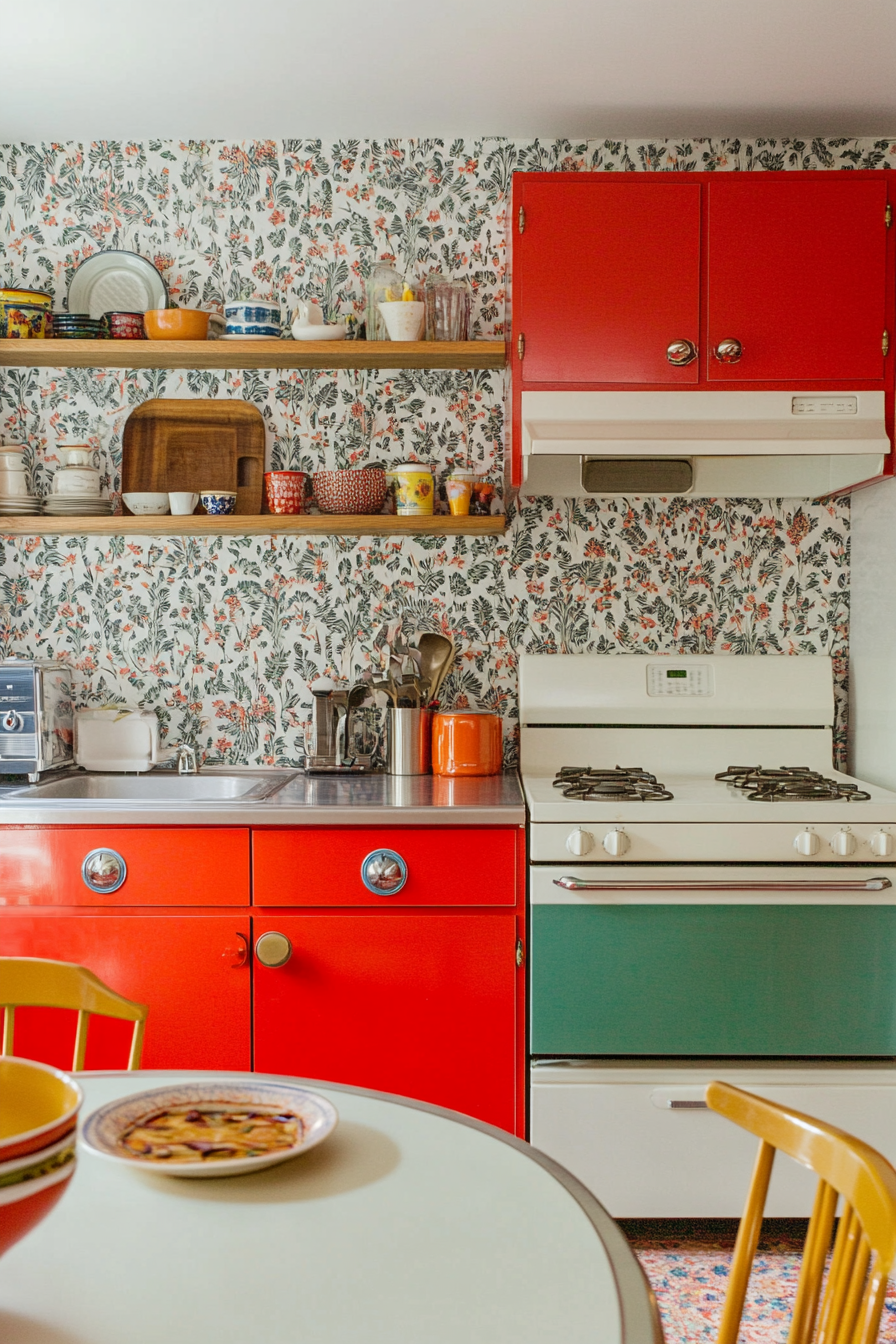 Resopal table and vinyl chairs in retro kitchen