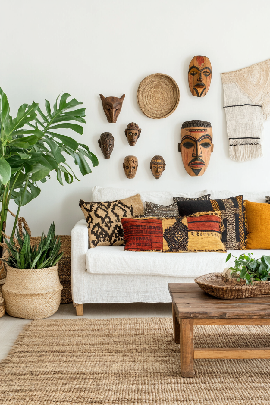 Layered fabrics and textures in the Afro-Boho decor