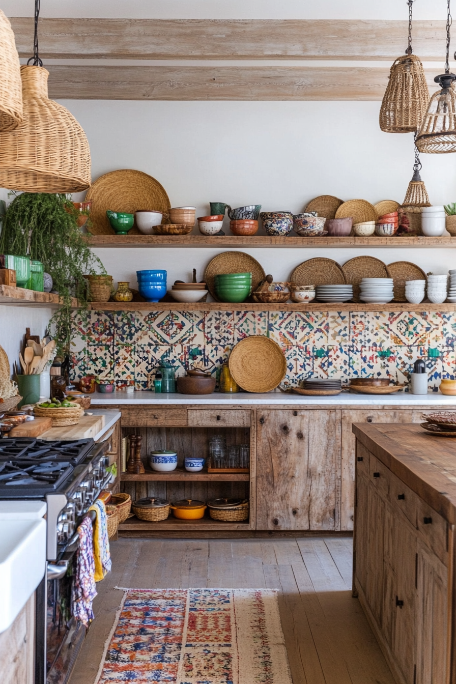 Boho kitchen with rustic and versatile elements