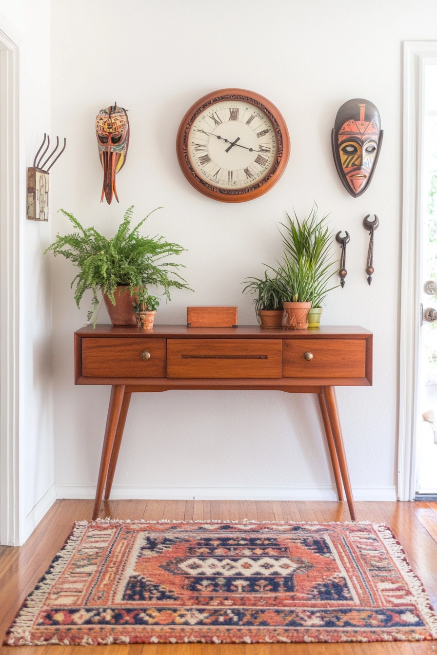 Boho input area with versatile decor and natural materials